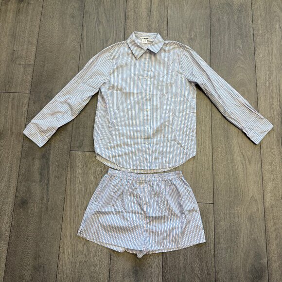 Kit Undergarments: French Stripe Sleep Shirt & Boxer Shorts Set - Picture 2 of 7